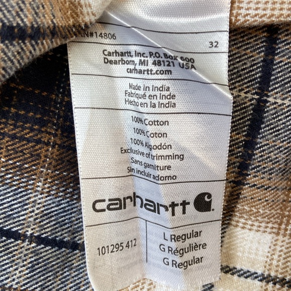 Carhartt Long Sleeve Flannel Shirt Men’s Size Large Button Down Comfy Cozy - Picture 7 of 9